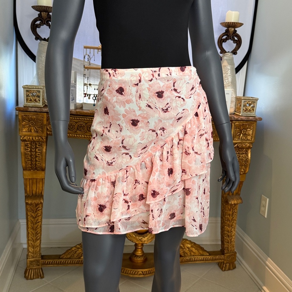 Express Pink Ruched Wrap Mini Skirt